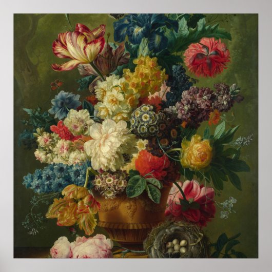 Paulus Theodorus Van Brussel - Flowers In A Vase Poster (Voorkant)