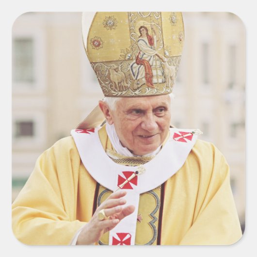 Paus Benedict XVI T-Shirt Vierkante Sticker (Voorkant)