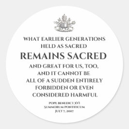 Paus Benedictus Summorum Pontificum Citaat Sticker