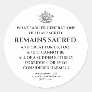 Paus Benedictus Summorum Pontificum Citaat Sticker