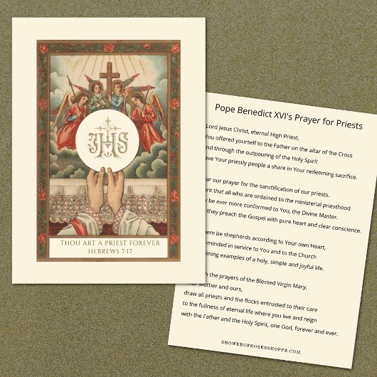 Paus Benedictus XVI - Gebed voor priesters Notitiekaartje