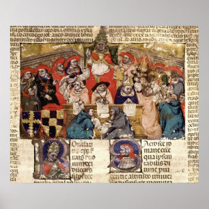 Paus Boniface VIII voorzitter over een Poster