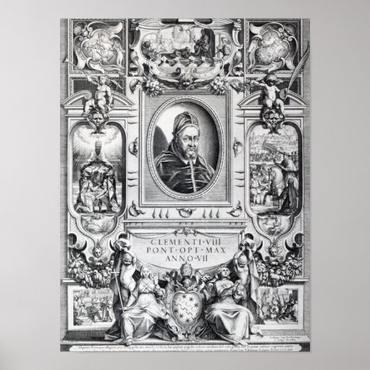 Paus Clement VIII, omringd Poster (Voorkant)