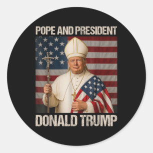 Paus en President Donald Trump Ronde Sticker