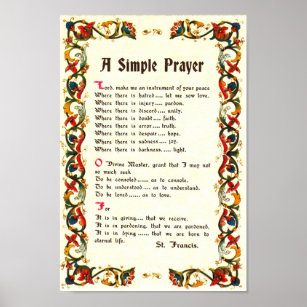 Paus Francis St. Francis SIMPLE PRAYER Poster