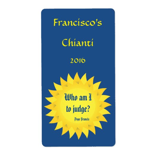 Paus Franciscus citaat Rode of witte wijn label (Voorkant)