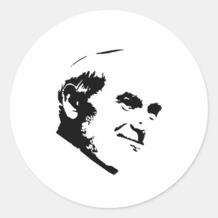 Paus Johannes Paulus II Gezicht Wit Ronde Sticker