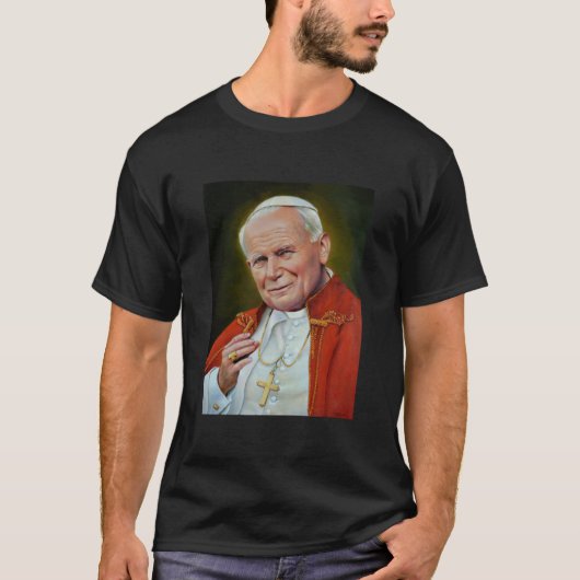 Paus John II, St. Johannes Paulus II Portret, Reli T-shirt (Voorkant)