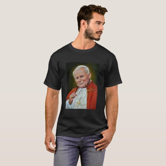 Paus John II, St. Johannes Paulus II Portret, Reli T-shirt (Voorkant volledig)