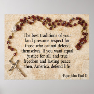 Paus John Paul Defend Life Poster