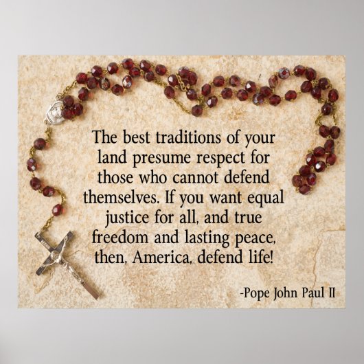 Paus John Paul Defend Life Poster (Voorkant)