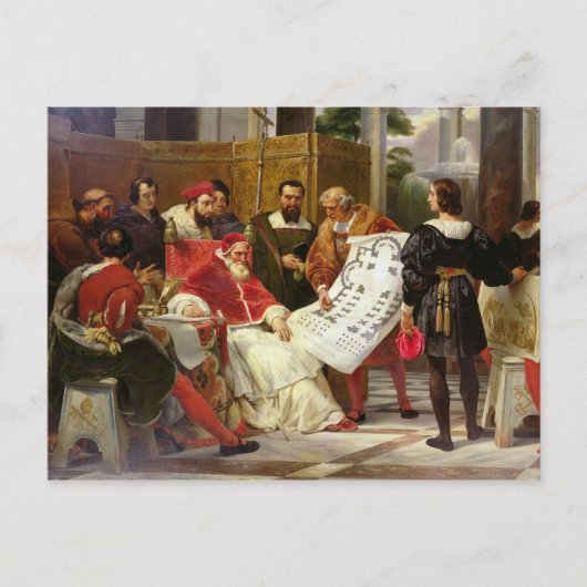 Paus Julius II opdracht tot Bramante Briefkaart (Voorkant)