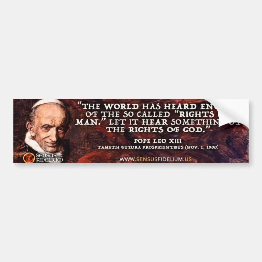 Paus Leo XIII Bumpersticker "Rechten van God" (Voorkant)
