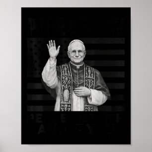 Paus Leo Xiv 14e Eerste Amerikaanse Paus Usa Vlag Poster