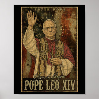 Paus Leo XIV 14e Eerste Amerikaanse Paus Vlag Vin Poster