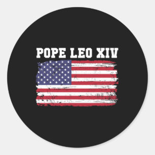 Paus Leo XIV 14e Eerste Amerikaanse Paus Vlag Vin Ronde Sticker