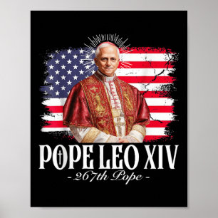 Paus Leo XIV Amerikaanse vlag Poster