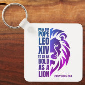 PAUS LEO XIV Bid Vette Leeuw Christelijk Sleutelhanger (Voorkant)