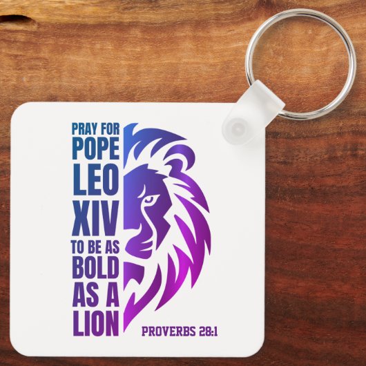 PAUS LEO XIV Bid Vette Leeuw Christelijk Sleutelhanger (Achterkant)