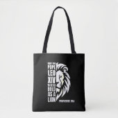 PAUS LEO XIV Bid Vette Leeuw Christelijk Tote Bag (Voorkant)