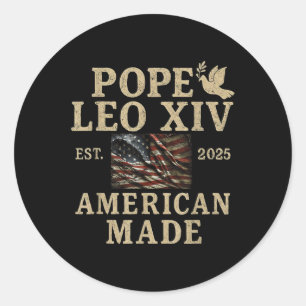 Paus Leo XIV Est 2025 Amerikaans gemaakt Ronde Sticker