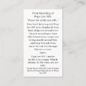 Paus Leo XIV Gebed Kaart Contactkaartje (Achterkant)