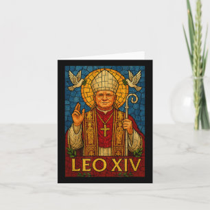 Paus Leo XIV - Goddelijke Mozaïekkunst Christelijk Kaart