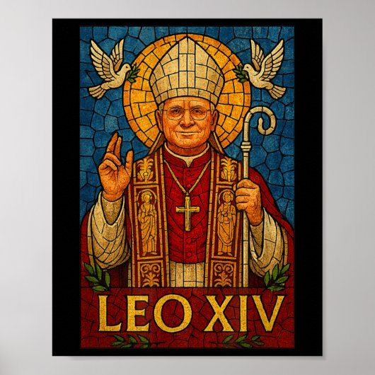 Paus Leo XIV - Goddelijke Mozaïekkunst Christelijk Poster (Voorkant)