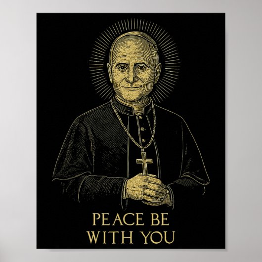 Paus Leo XIV Halo Cross Peace Be Poster (Voorkant)
