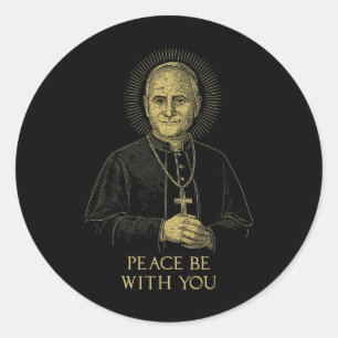 Paus Leo XIV Halo Cross Peace Be Ronde Sticker