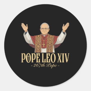 Paus Leo XIV Katholieke Kerk God Bless Ronde Sticker