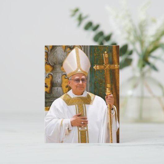 Paus Leo XIV Mis Sixtijnse Kapel Briefkaart (Staand voorkant)