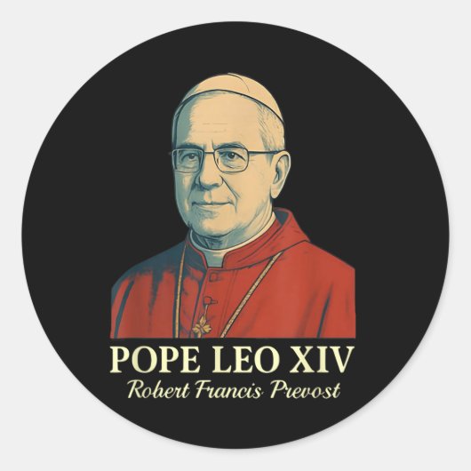 Paus Leo XIV Robert Francis Prevost 8 Ronde Sticker (Voorkant)