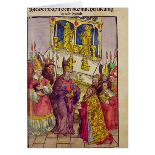 Paus Martin V geeft Sigismund symbolisch cadeau