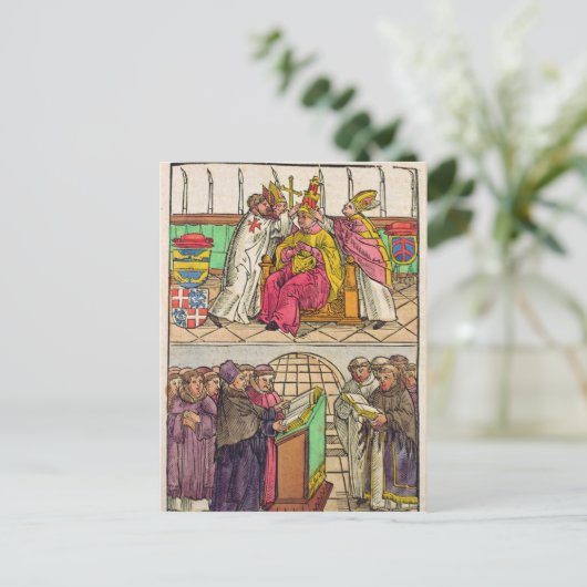 Paus Martin V is op de Papacy geïnstalleerd Briefkaart (Staand voorkant)