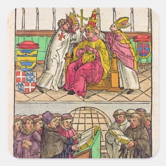 Paus Martin V is op de Papacy geïnstalleerd Vierkante Sticker (Voorkant)