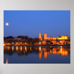 Paus Palace in Avignon en de Rijn in Poster