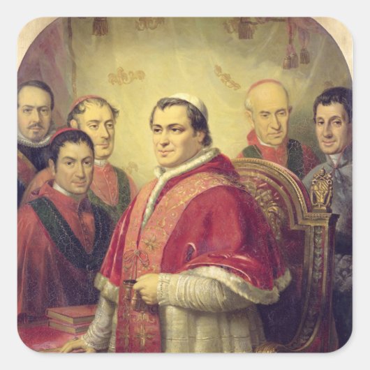 Paus Pius IX 1847 Vierkante Sticker (Voorkant)