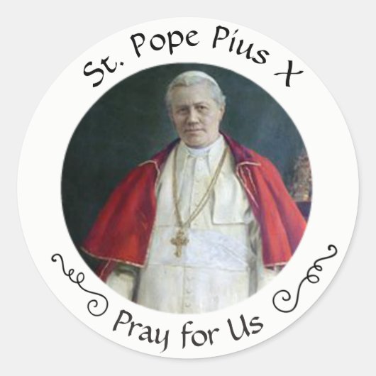 Paus Pius X Ronde Sticker (Voorkant)
