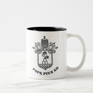 Paus Pius XII Arms 01 Tweekleurige Koffiemok