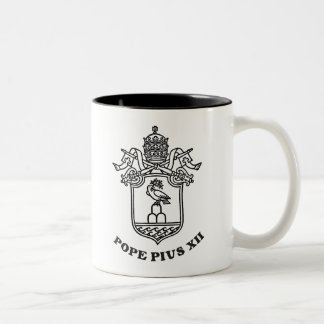 Paus Pius XII Wapens 01 Tweekleurige Koffiemok