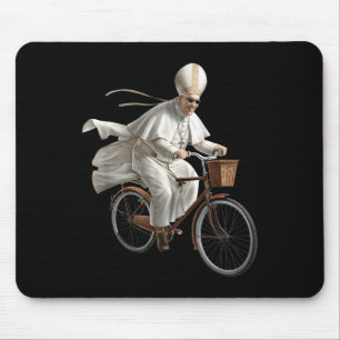 Paus rijdt op fiets katholieke kerk Bijbel Muismat