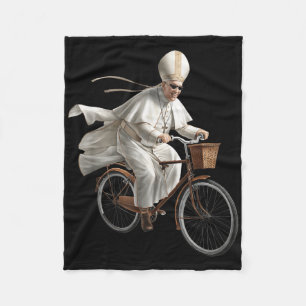 Paus rijdt op fiets katholieke kerk Bijbel Schrift Fleece Deken