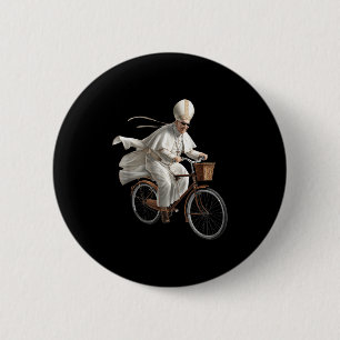 Paus rijdt op fiets katholieke kerk Bijbel Schrift Ronde Button 5,7 Cm