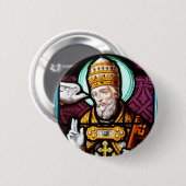 Paus Saint Gregory the Great - Glas in lood Ronde Button 5,7 Cm (Voorkant /achterkant)