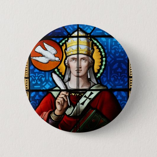 Paus Saint Gregory the Great - Glas in lood Ronde Button 5,7 Cm (Voorkant)