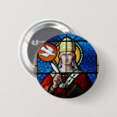 Paus Saint Gregory the Great - Glas in lood Ronde Button 5,7 Cm (Voorkant /achterkant)