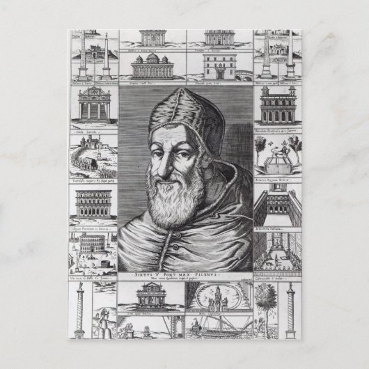 Paus Sixtus V, omringd door de kerken Briefkaart (Voorkant)