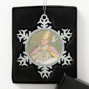 Paus St. Gregorius de Grote (M 067) Tin Sneeuwvlok Ornament