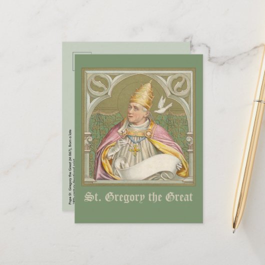 Paus St. Gregory the Great (M 067) Briefkaart (Voorkant / Achterkant in situ)
